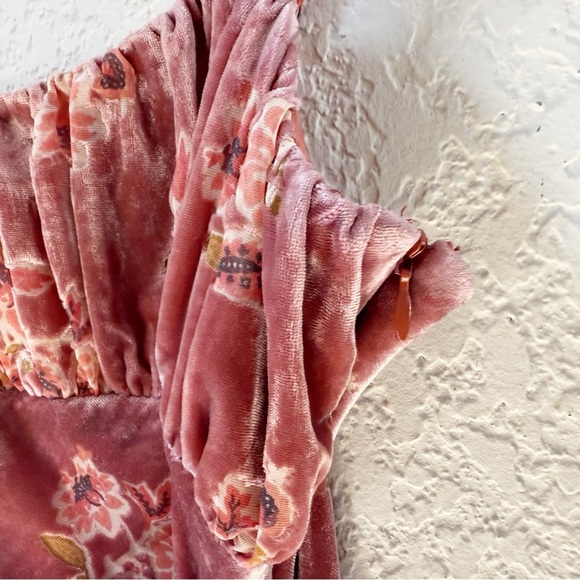 Hutch Dress Anthropologie Hayden Slip Maxi Burnout Velvet Floral Boho Pink Small - Picture 9 of 14